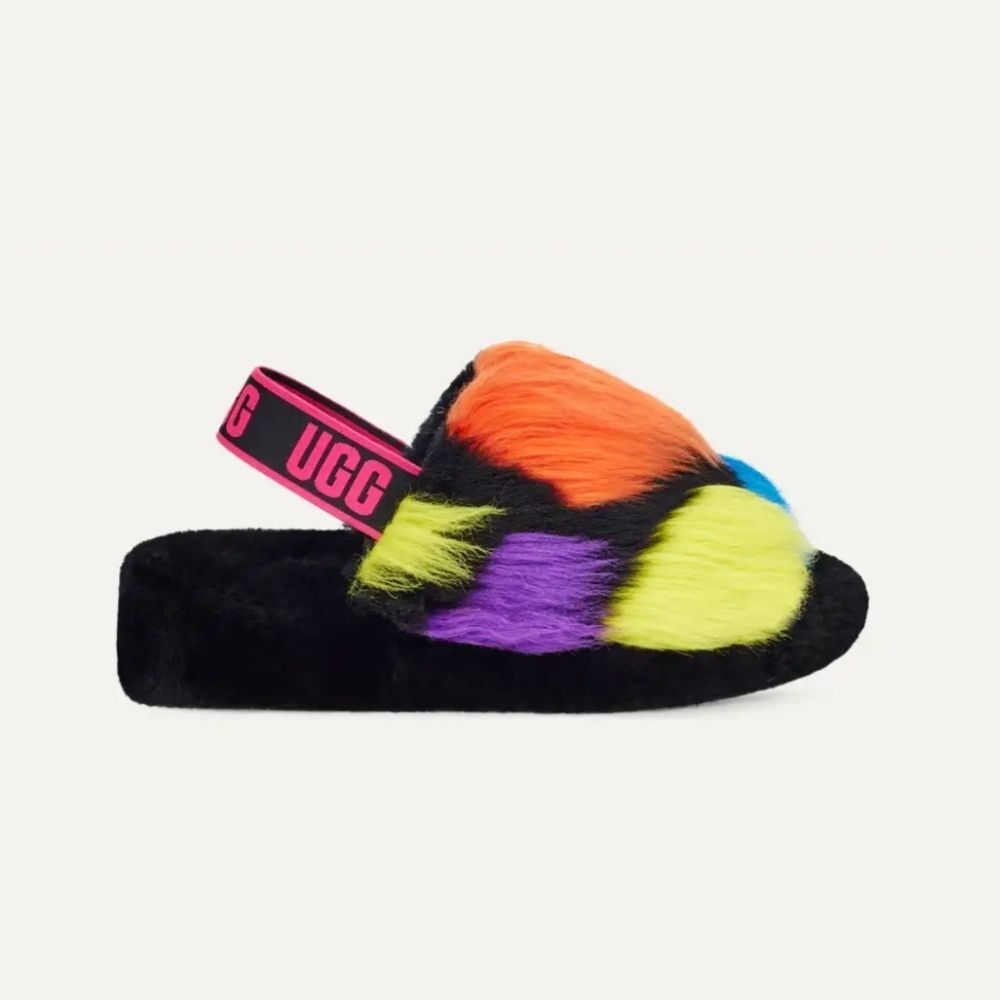 UGG Fluff Yeah Party Spots Slipper Sandals Size 8